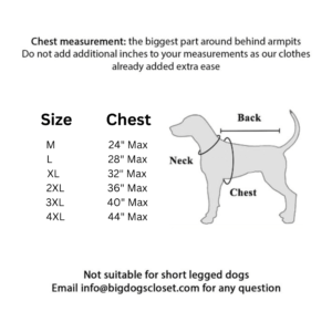 large dog pajama size chart