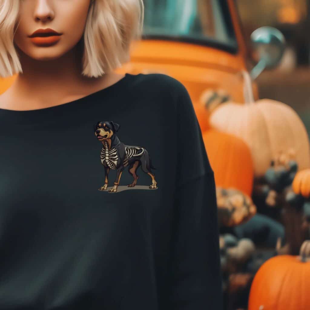 Rottweiler Dog Halloween sweatshirt, Rottie Mom, dog mom gift, Halloween gift, Skeleton Dog shirt, dog lover gift, Butcher's Dog